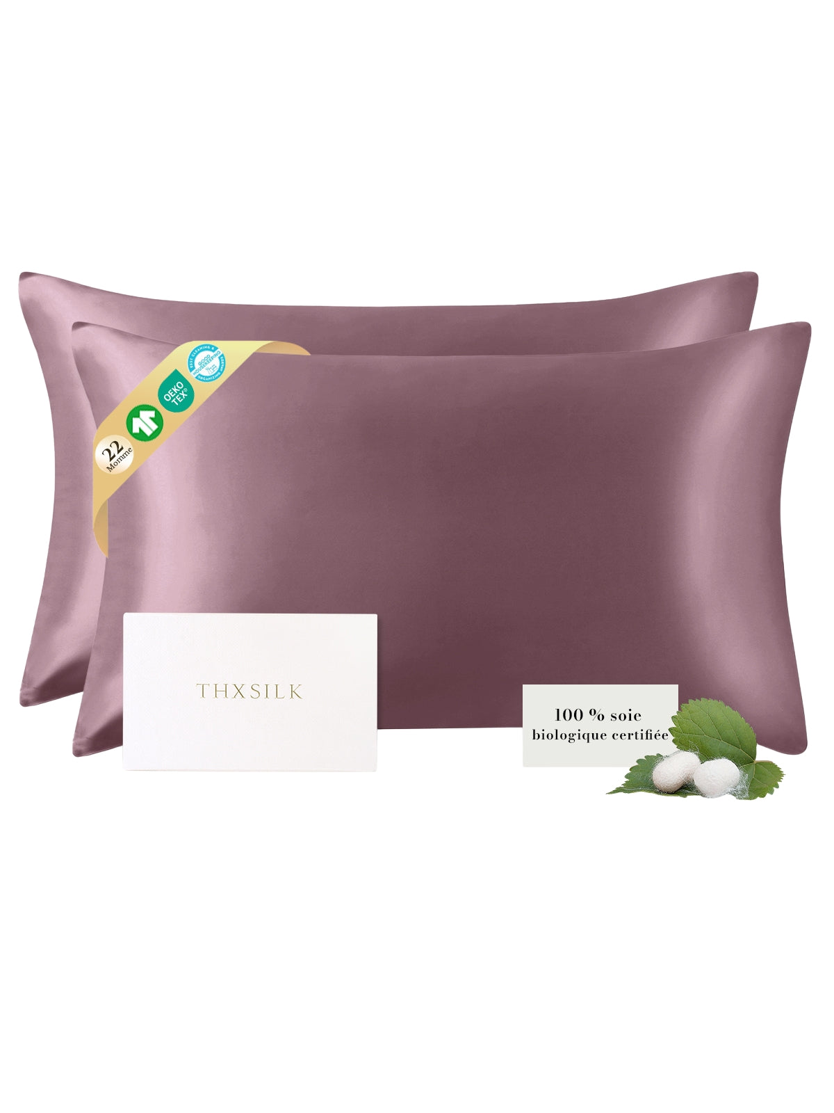 Lot de 2 taies d’oreiller soie 22 Momme