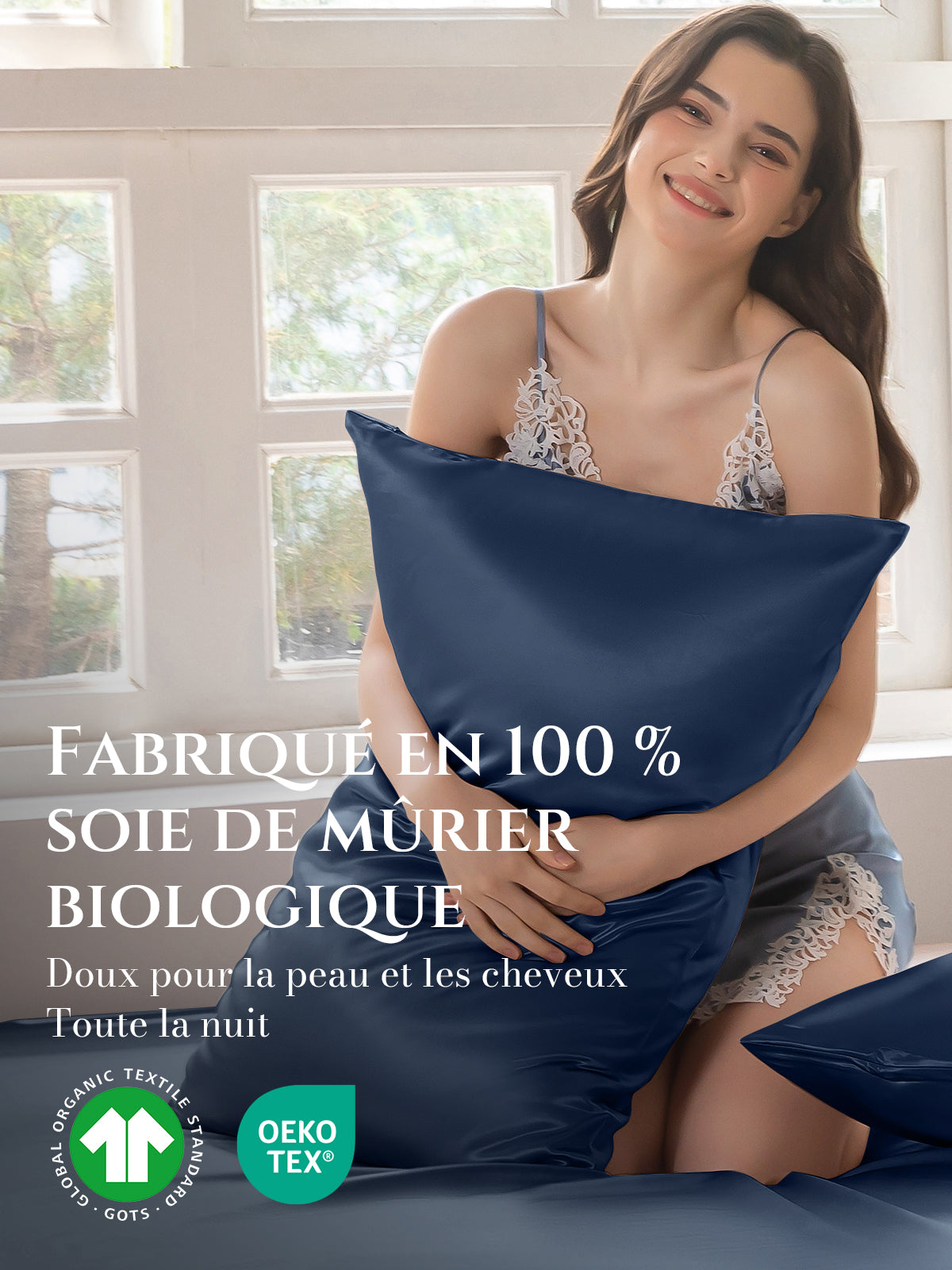 Lot de 2 taies d’oreiller soie 22 Momme