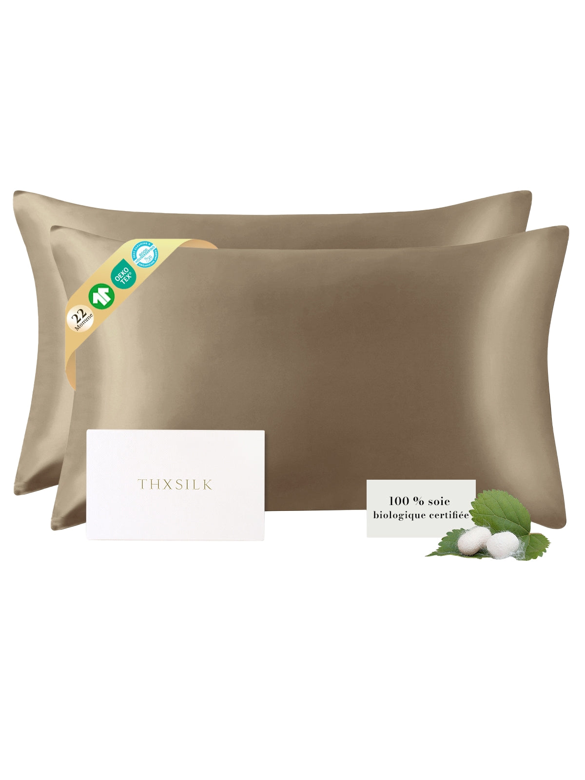 Lot de 2 taies d’oreiller soie 22 Momme
