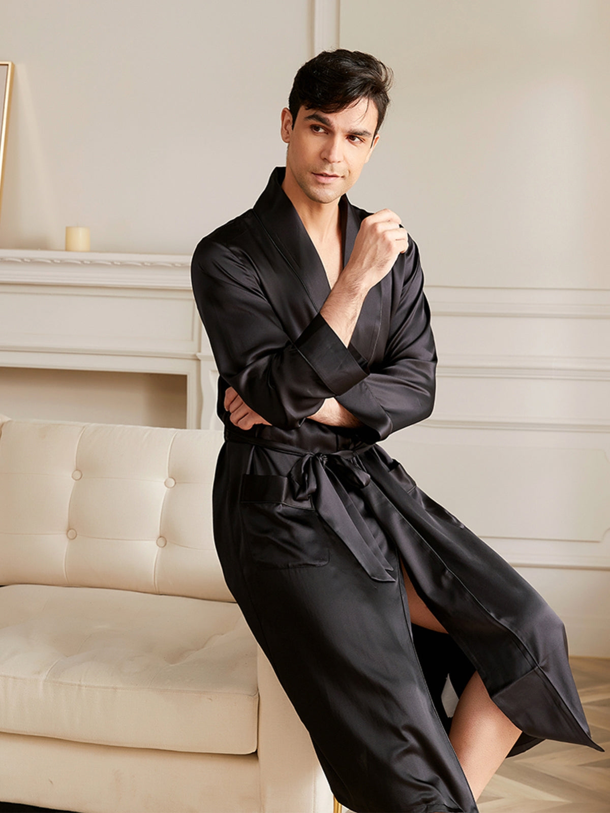 Peignoir Homme Long Soie 19 Momme Luxe