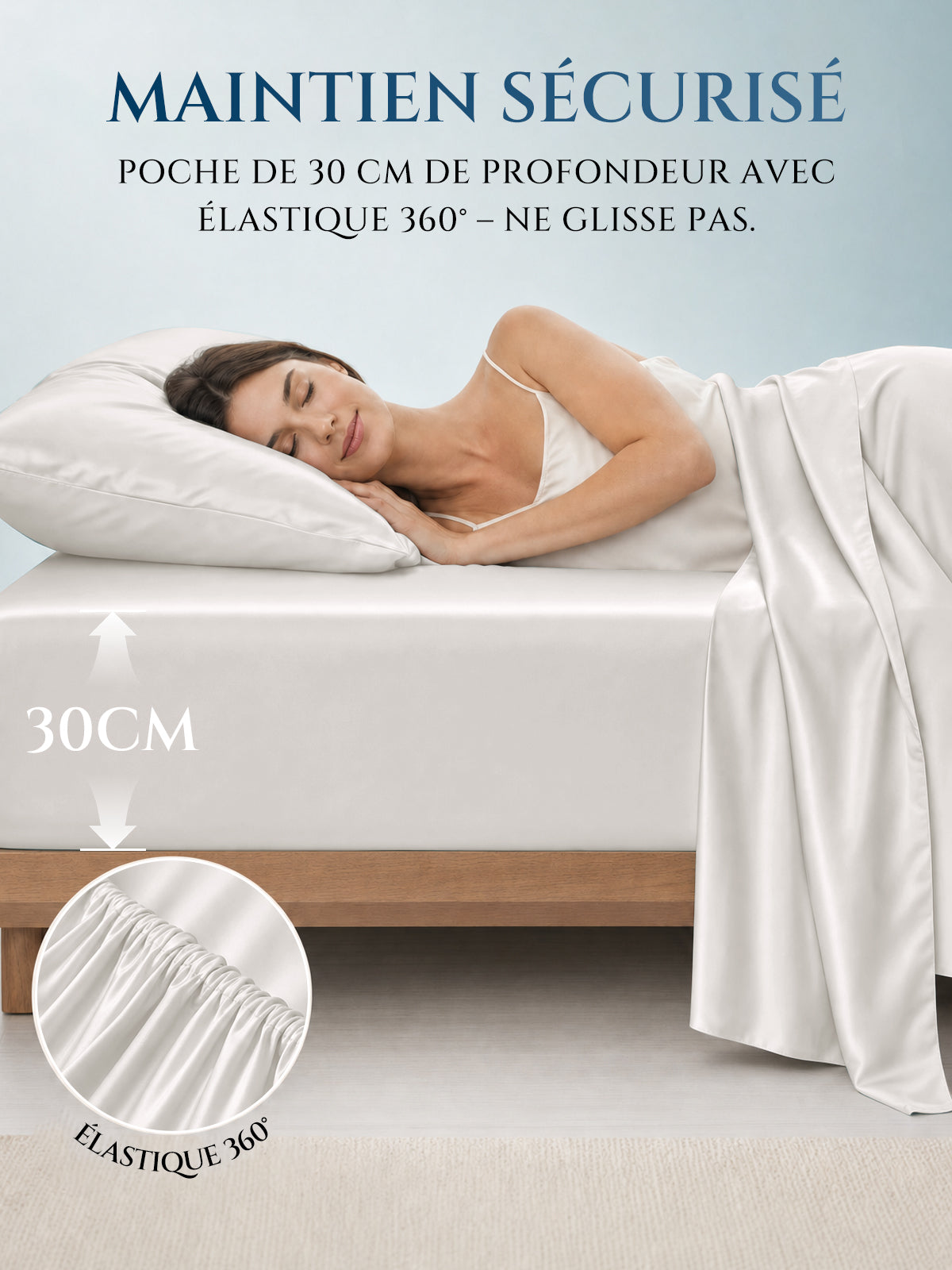 Drap-housse en soie 25 Momme sans couture