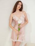 19 Momme Robe Femme Soie Dentelle Décolleté