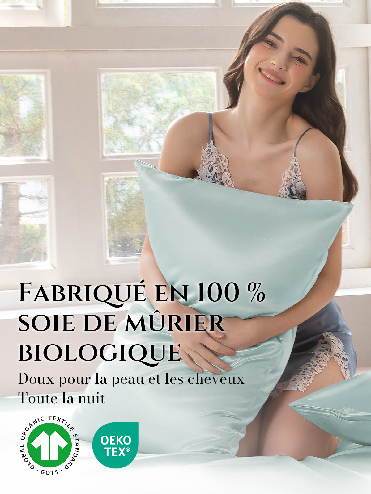 Lot de 2 taies d’oreiller soie 22 Momme