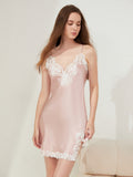 19 Momme Robe Femme Soie Dentelle Décolleté