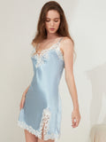 19 Momme Robe Femme Soie Dentelle Décolleté