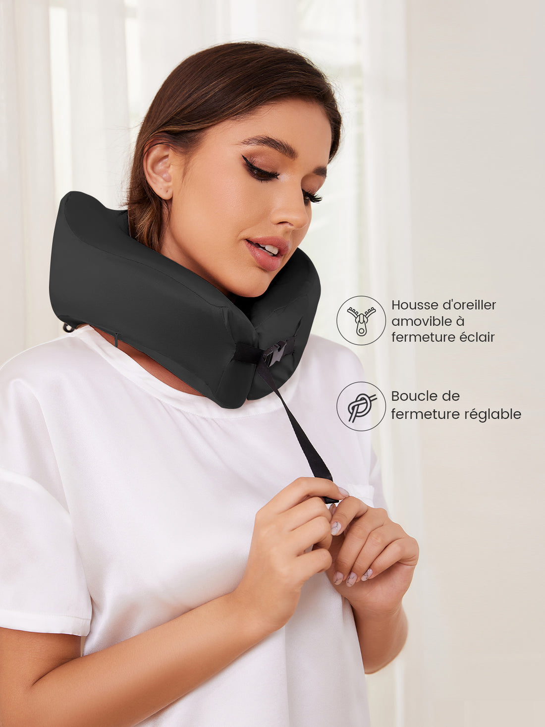 Oreiller de Voyage Ergonomique en Soie avec Mousse Mémoire Élastique