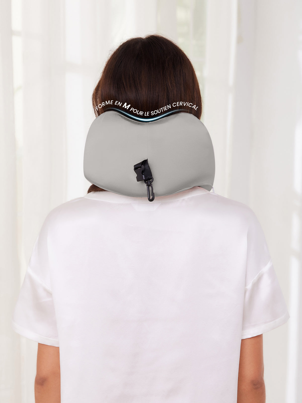 Oreiller de Voyage Ergonomique en Soie avec Mousse Mémoire Élastique