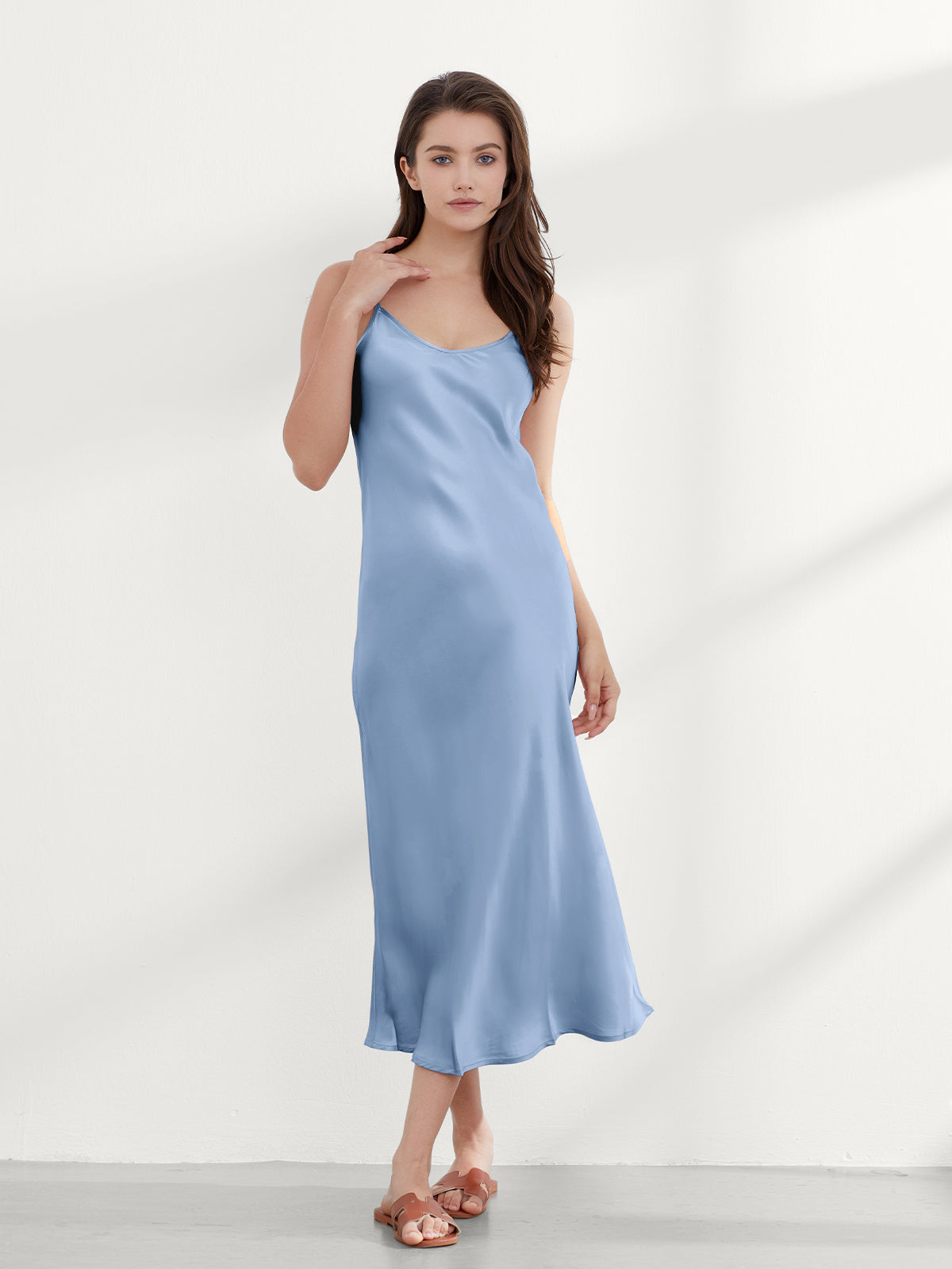 Chemise de Nuit Longue Dos Échancré Soie 19 Momme