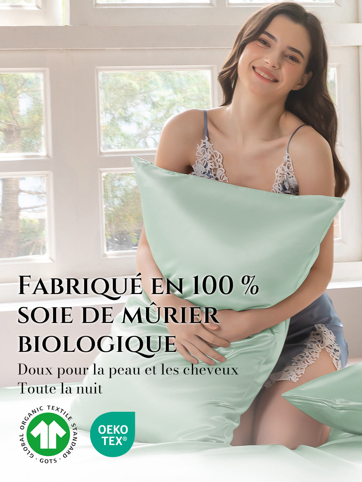 Lot de 2 taies d’oreiller soie 22 Momme