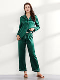 19 Momme Ensemble de pyjama long classique en soie à col en V