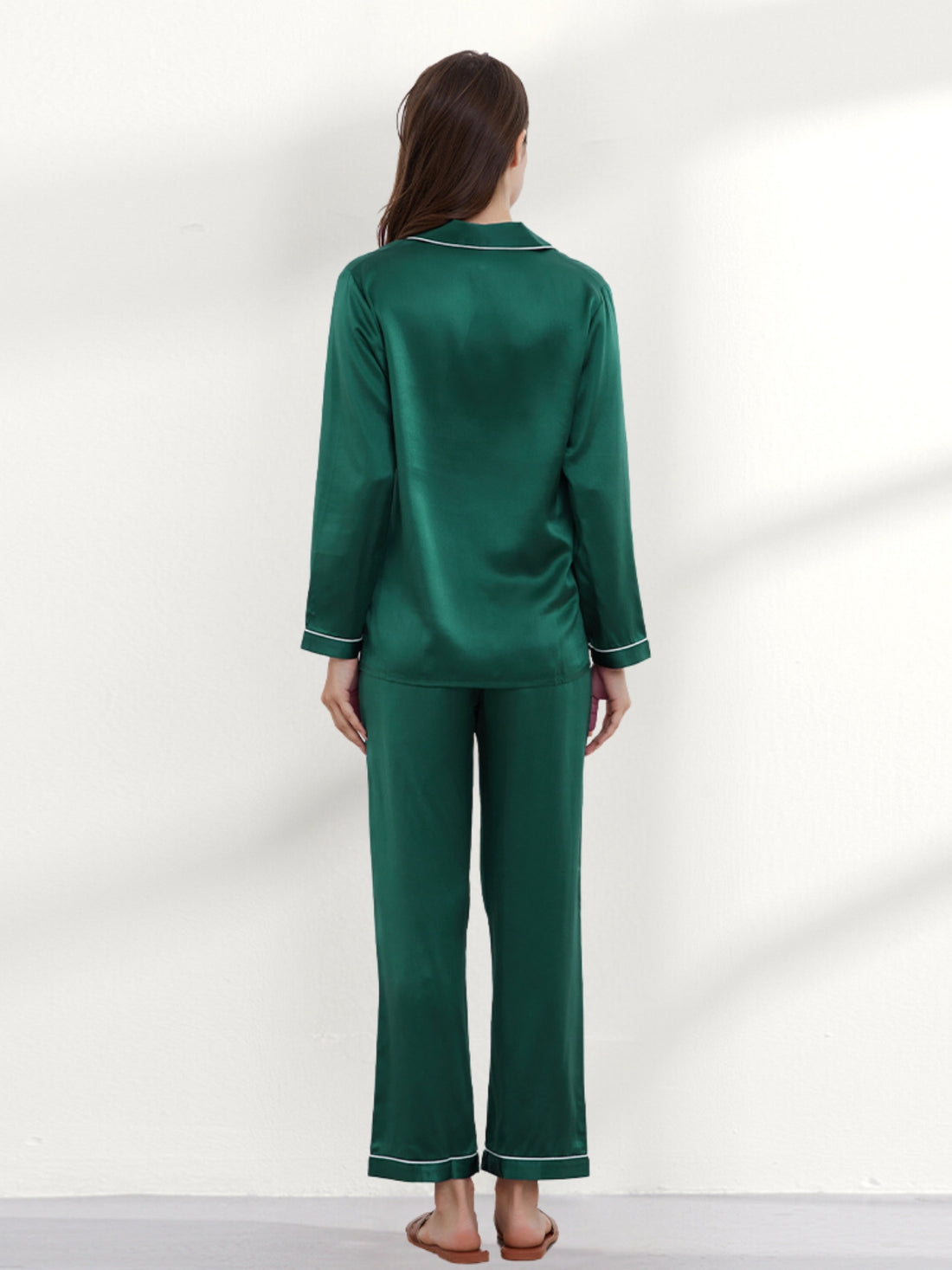 Pyjama Long Soie 19 Momme Col V Classique