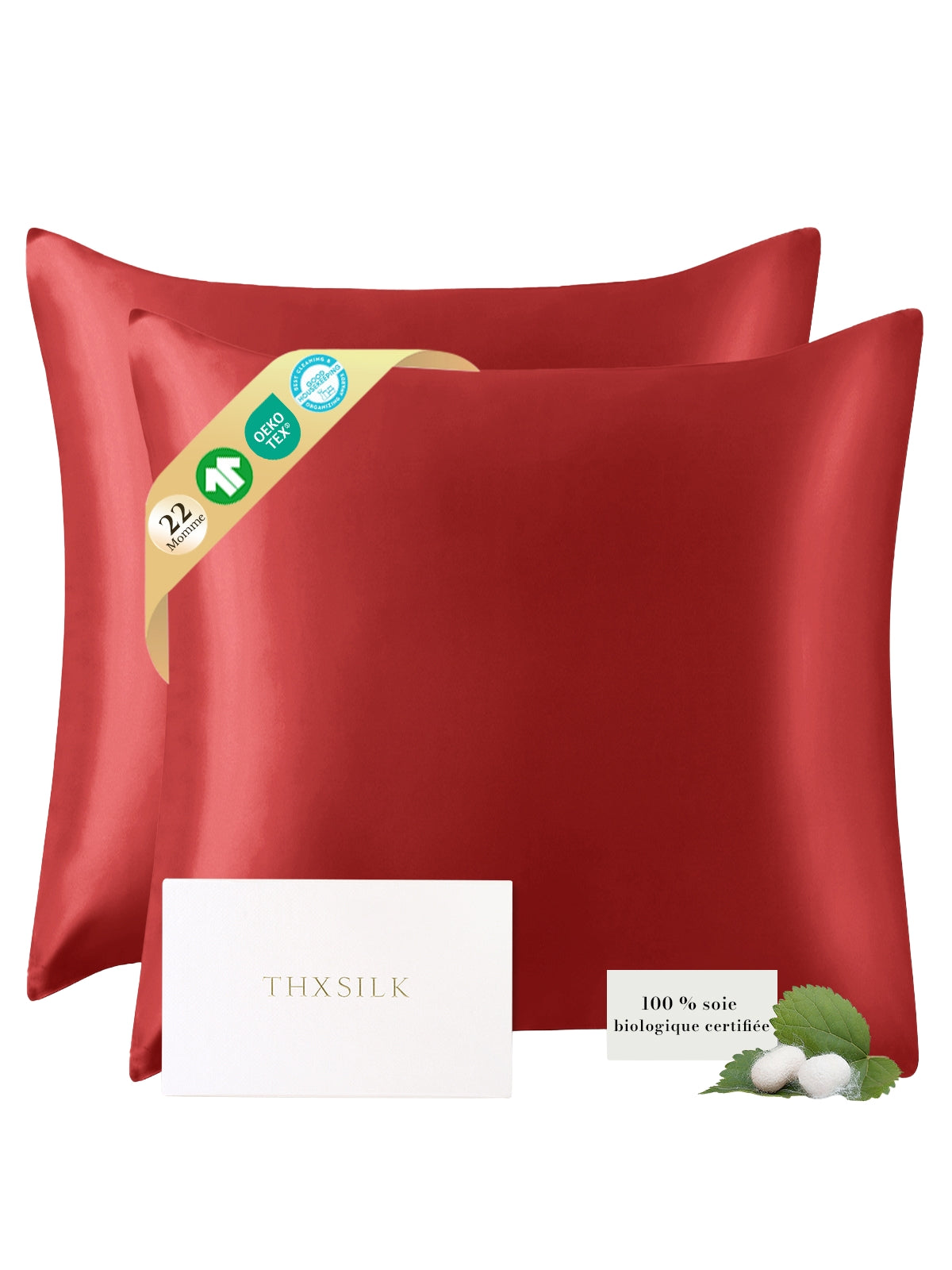 Lot de 2 taies d’oreiller soie 22 Momme