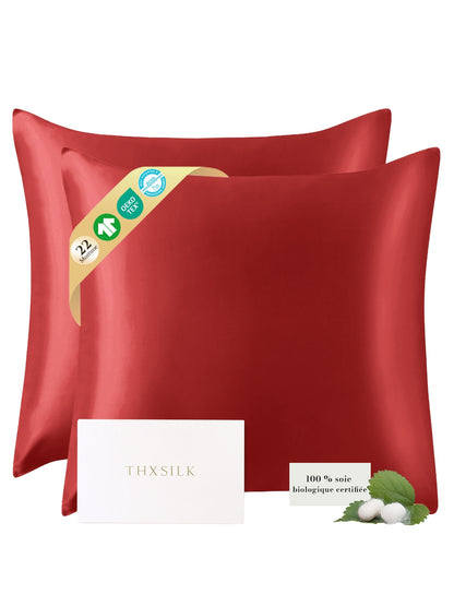 Lot de 2 taies d’oreiller soie 22 Momme