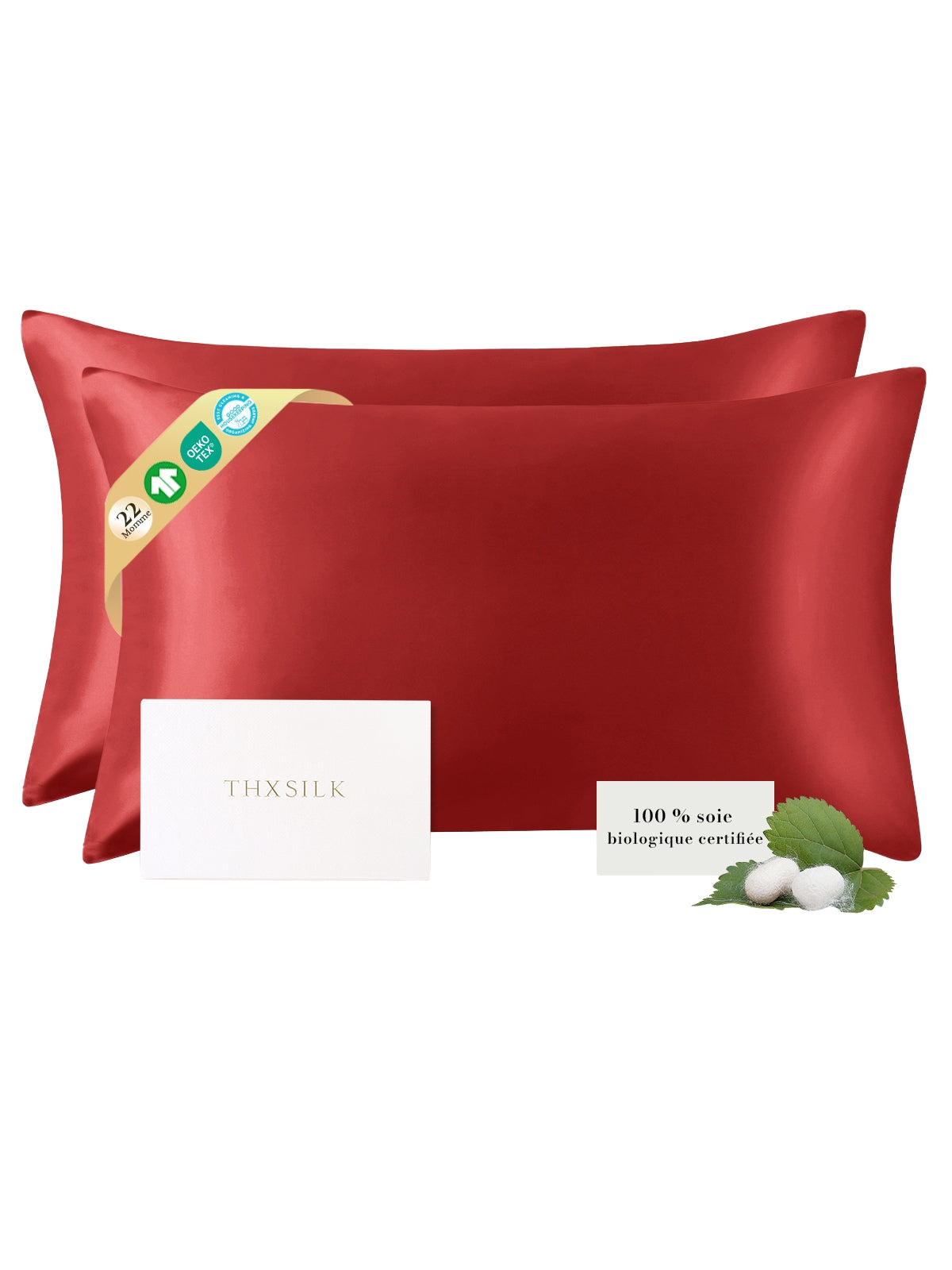 Lot de 2 taies d’oreiller soie 22 Momme