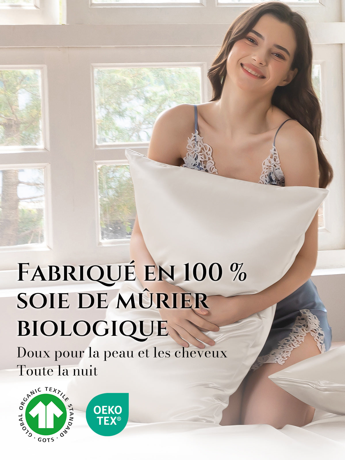 Lot de 2 taies d’oreiller soie 22 Momme