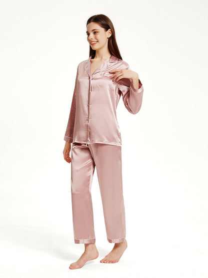 Pyjama Long Soie 19 Momme Col V Classique