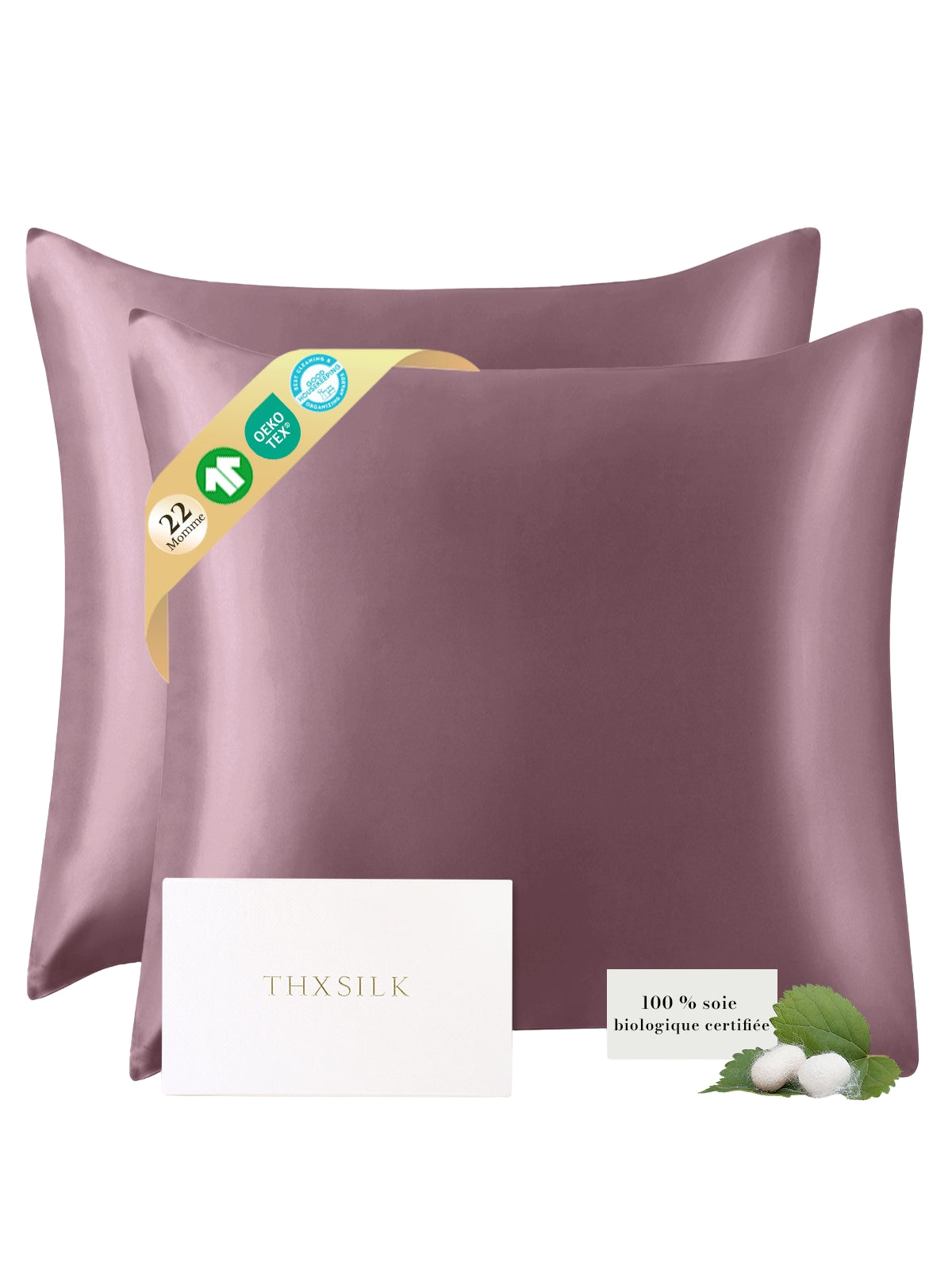 Lot de 2 taies d’oreiller soie 22 Momme