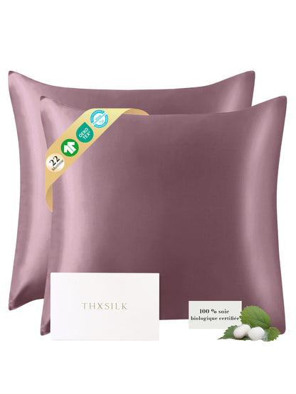 Lot de 2 taies d’oreiller soie 22 Momme