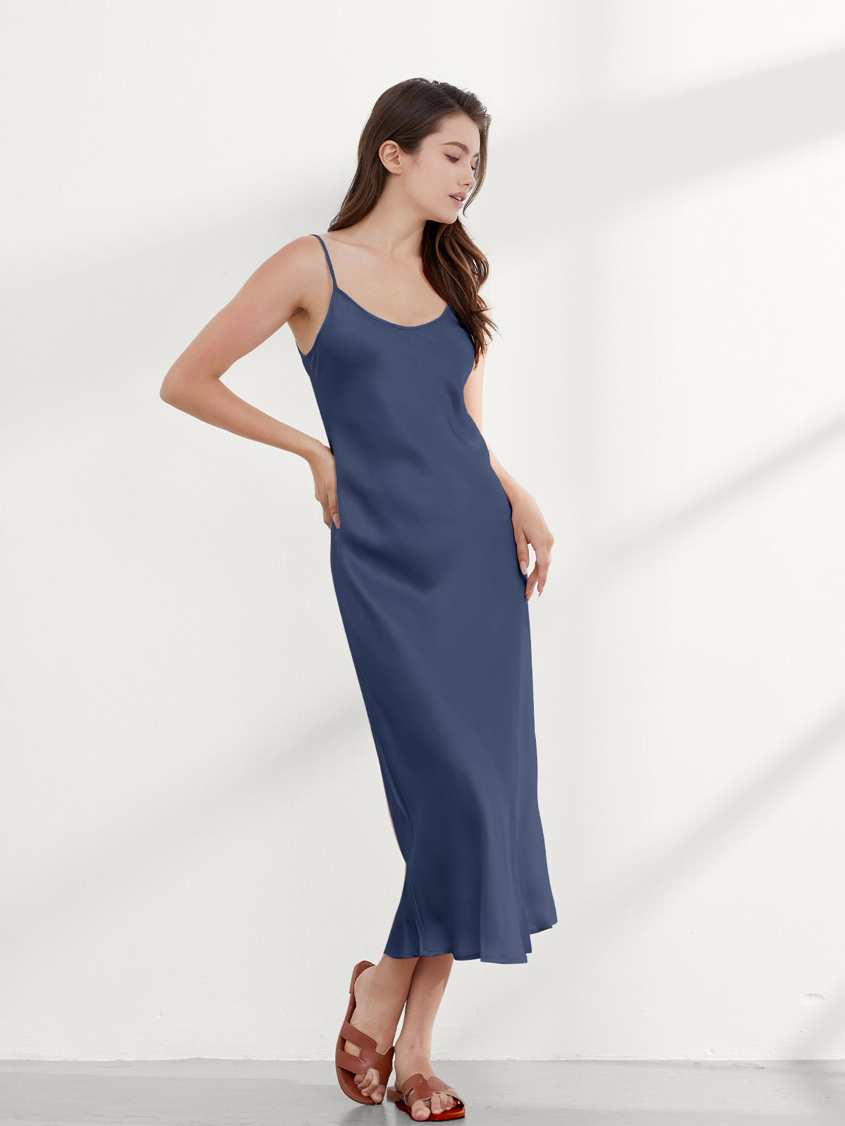 Chemise de Nuit Longue Dos Échancré Soie 19 Momme