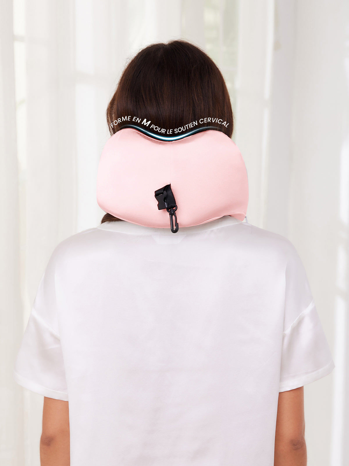 Oreiller de Voyage Ergonomique en Soie avec Mousse Mémoire Élastique