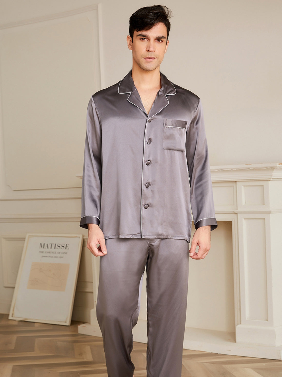 Pyjama Homme en Soie 19 Momme à Col V