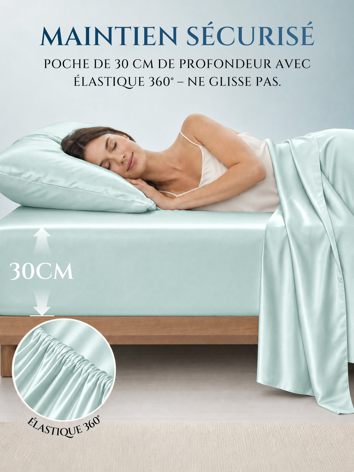 Drap-housse en soie 25 Momme sans couture