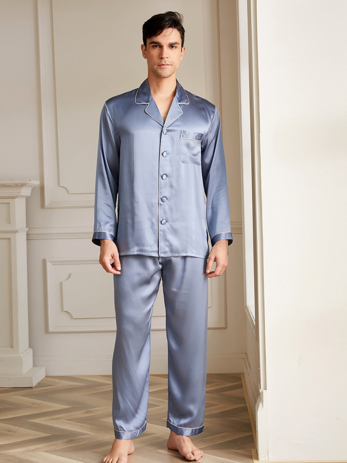 Pyjama Homme en Soie 19 Momme à Col V