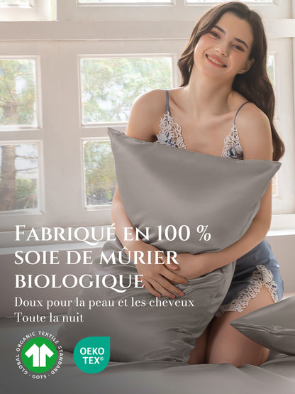 Lot de 2 taies d’oreiller soie 22 Momme
