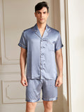 19 Momme Ensemble de pyjama court classique en soie pour homme