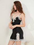 19 Momme Robe Femme Soie Dentelle Décolleté