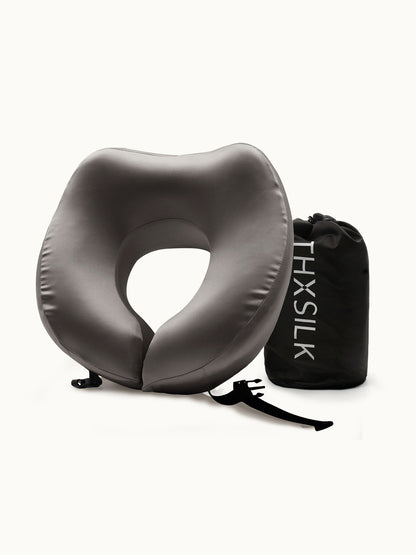 Oreiller de Voyage Ergonomique en Soie avec Mousse Mémoire Élastique