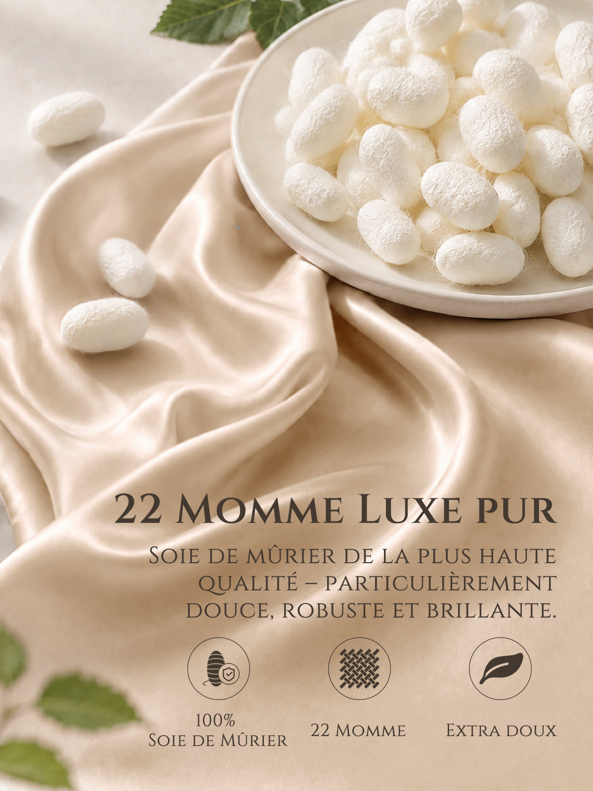 Drap-plat en soie 22 Momme