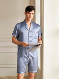 19 Momme Ensemble de pyjama court classique en soie pour homme