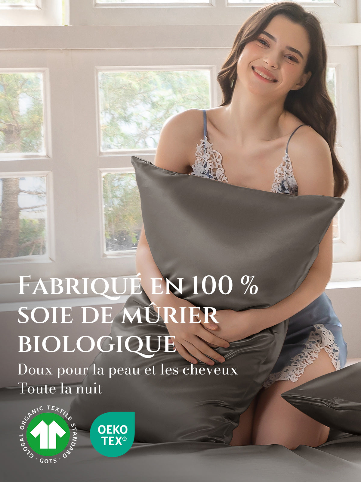 Lot de 2 taies d’oreiller soie 22 Momme