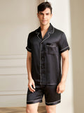 19 Momme Ensemble de pyjama court classique en soie pour homme
