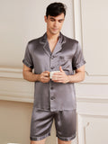 19 Momme Ensemble de pyjama court classique en soie pour homme