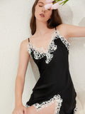 19 Momme Robe Femme Soie Dentelle Décolleté