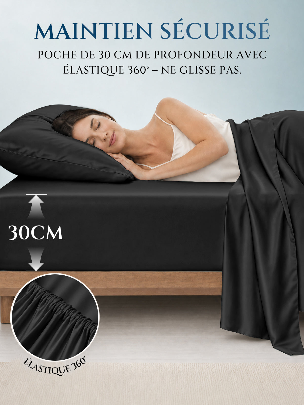 Drap-housse en soie 25 Momme sans couture