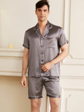 19 Momme Ensemble de pyjama court classique en soie pour homme