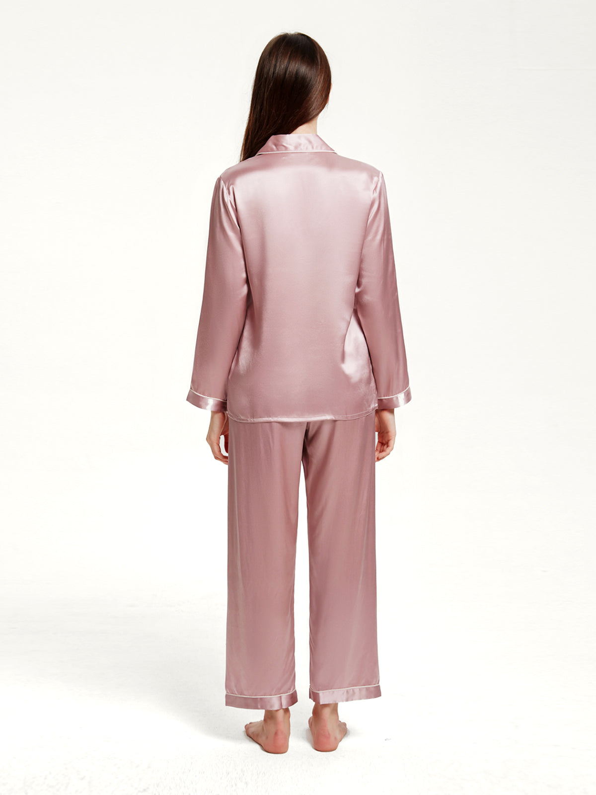Pyjama Long Soie 19 Momme Col V Classique