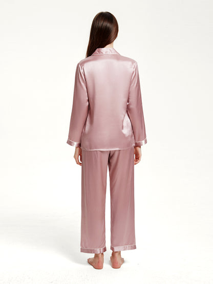 Pyjama Long Soie 19 Momme Col V Classique