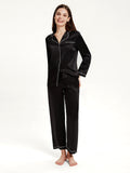 19 Momme Ensemble de pyjama long classique en soie à col en V