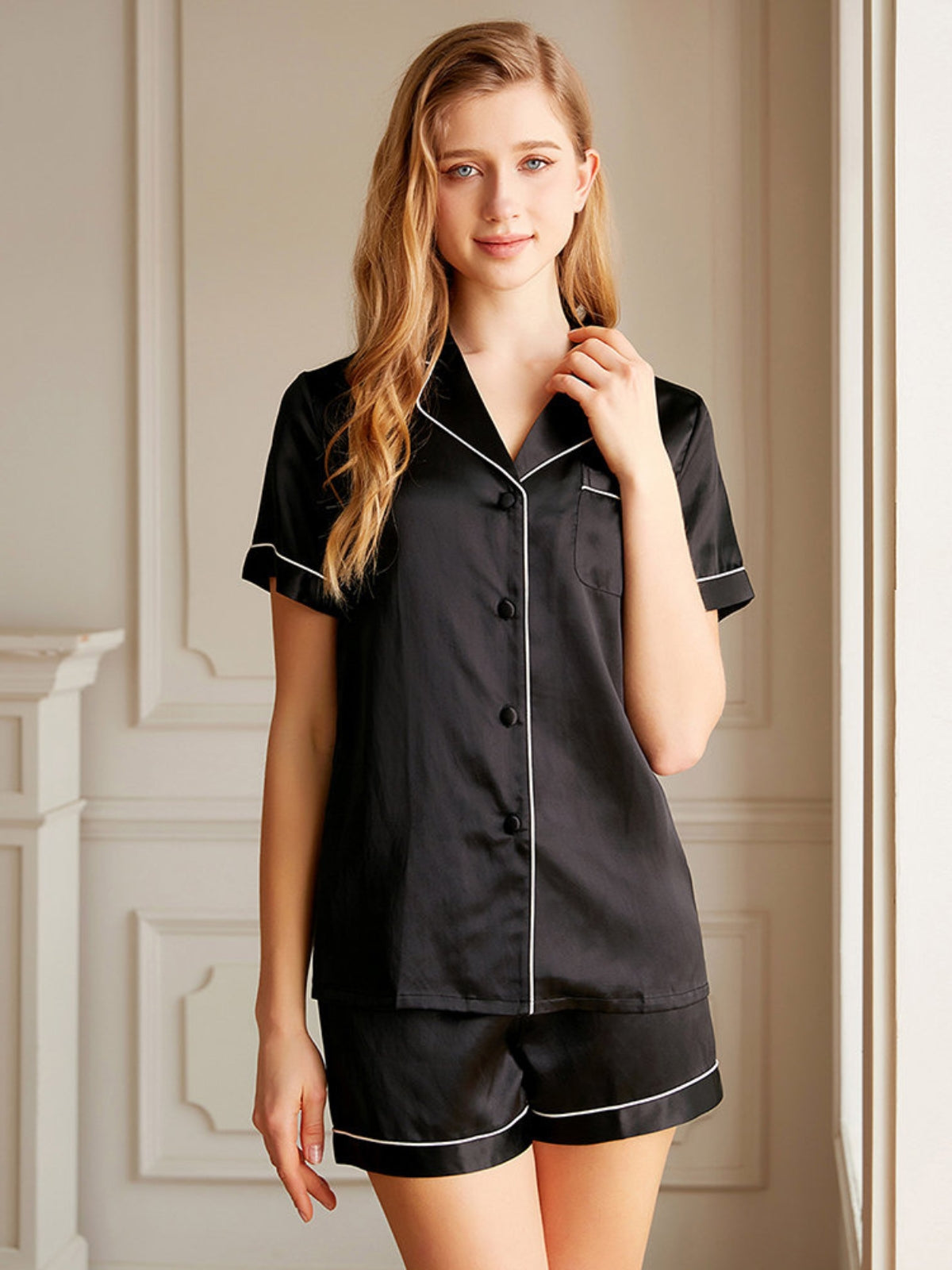 Pyjama Court Soie 19 Momme Ensemble Femme