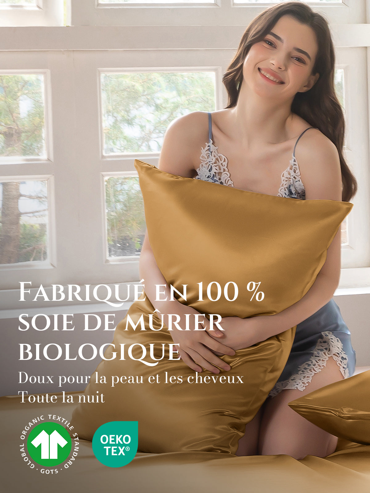 Lot de 2 taies d’oreiller soie 22 Momme