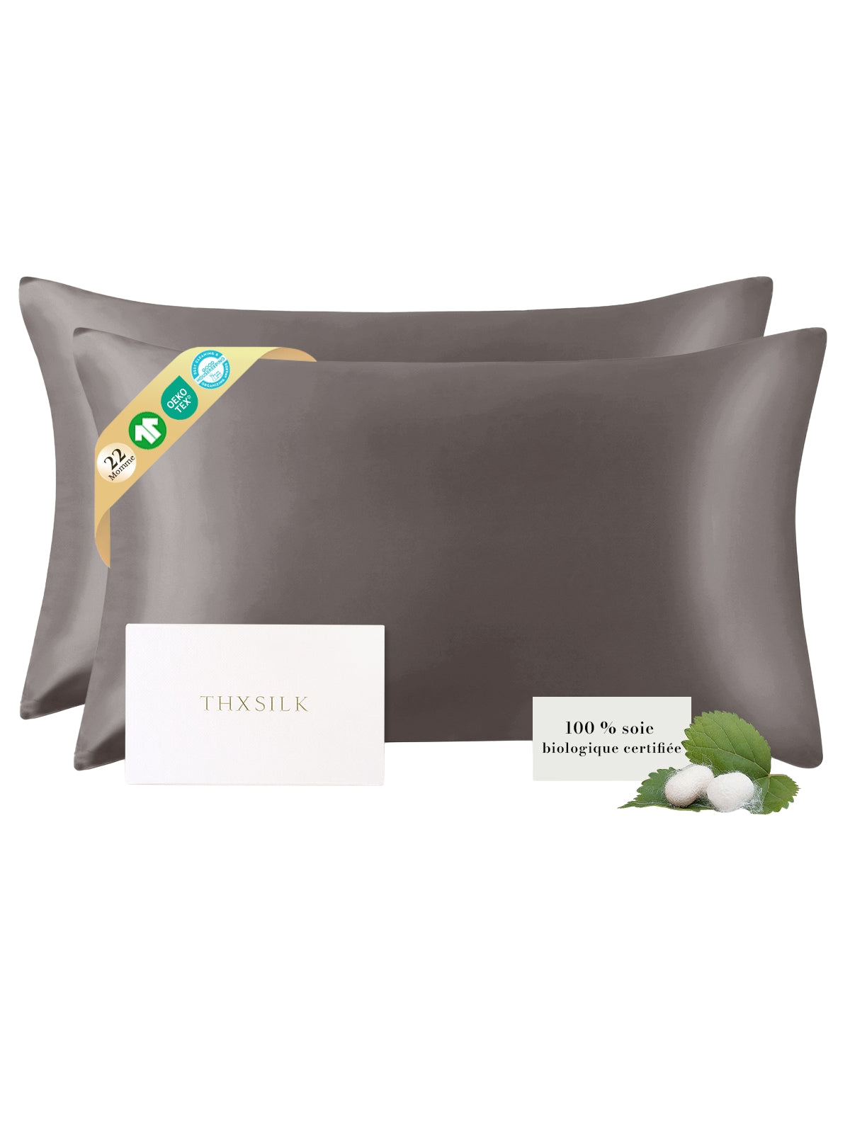 Lot de 2 taies d’oreiller soie 22 Momme