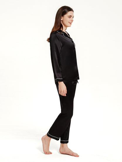Pyjama Long Soie 19 Momme Col V Classique
