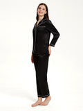 19 Momme Ensemble de pyjama long classique en soie à col en V