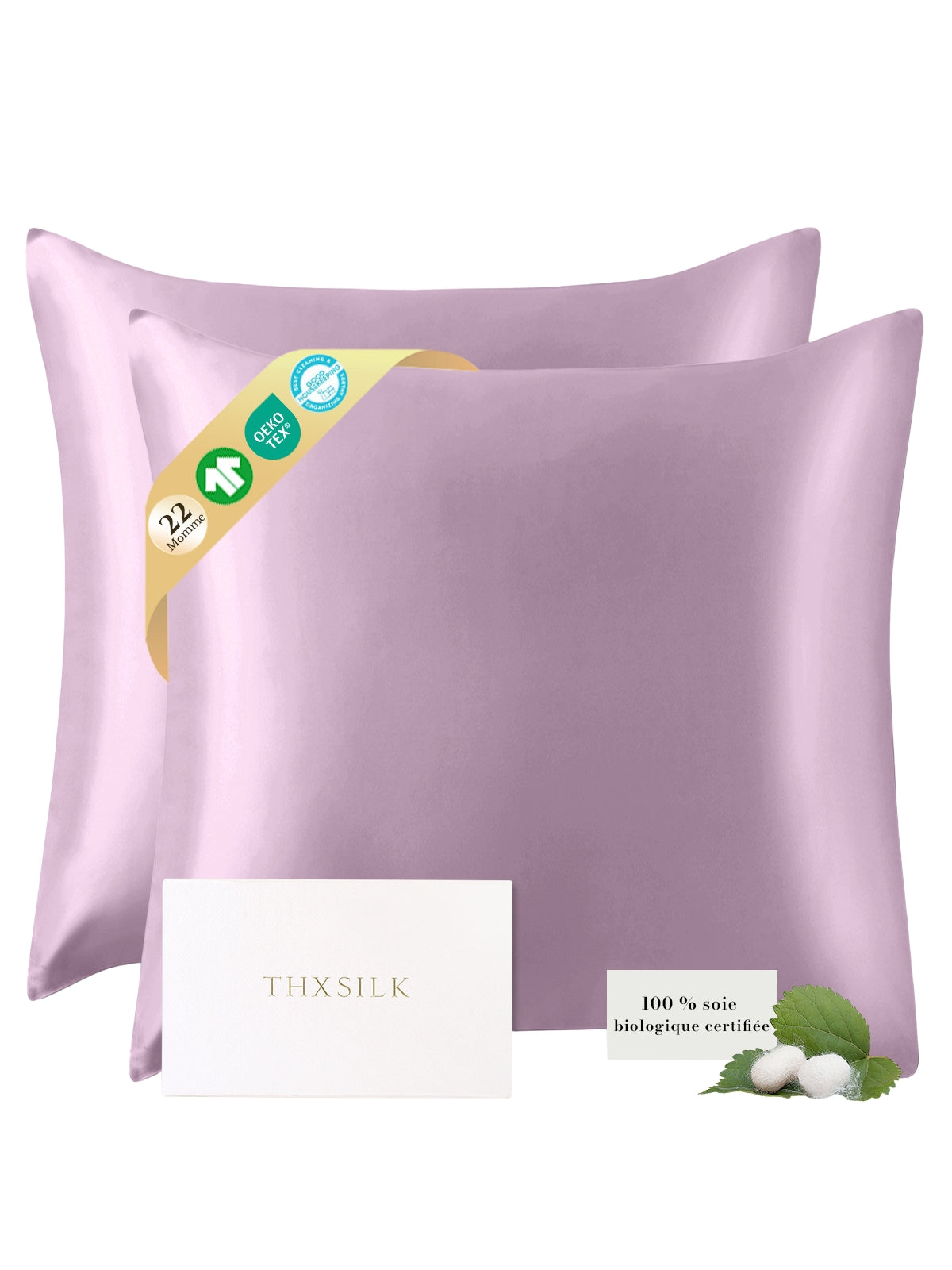 Lot de 2 taies d’oreiller soie 22 Momme