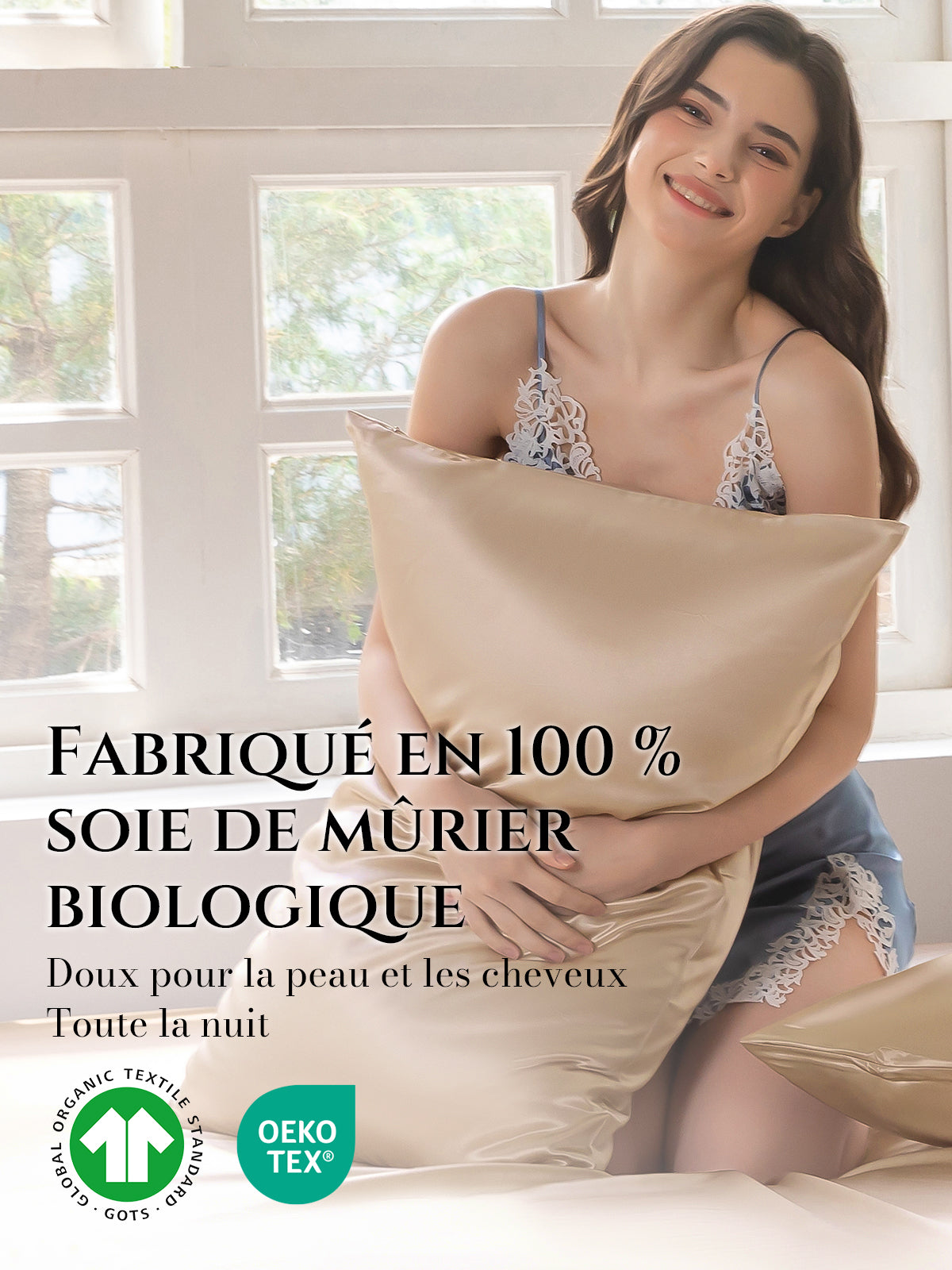 Lot de 2 taies d’oreiller soie 22 Momme
