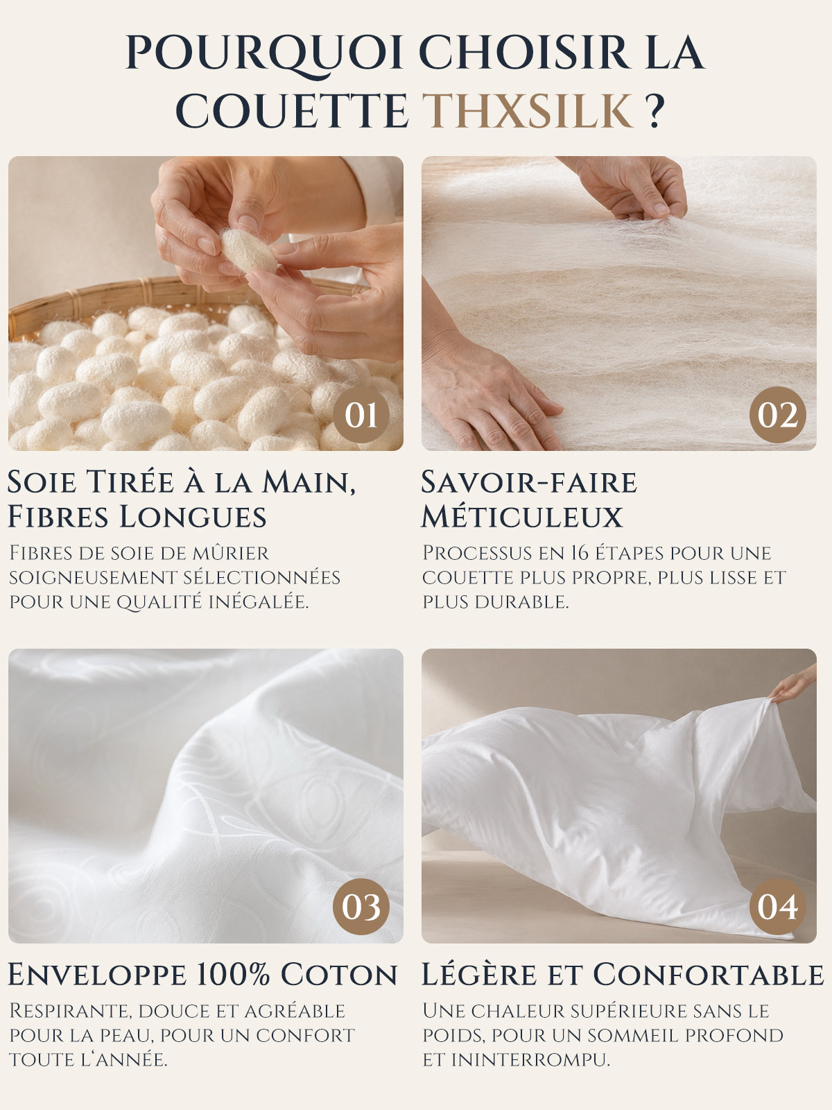 Couette toutes saisons en soie de mûrier Qualité standard